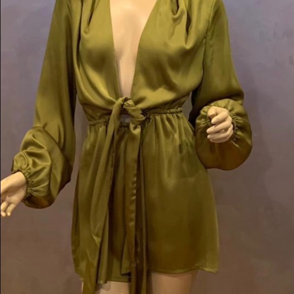 Silk Olive Green Romper - Picture 3 of 4